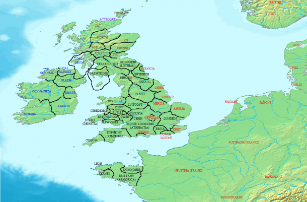 Британия около 500 г. н. э. - карта